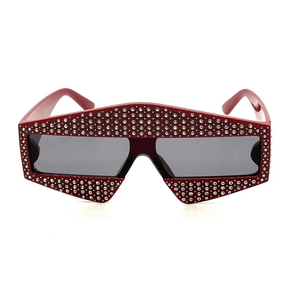 Men Sunglasses Bold exaggerated‎ shape sharp Corners Wide Frame Burgundy Frame